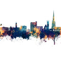 Warrington England Skyline Blue & Bronze Mural Wallpaper - pure wallpaper artwork