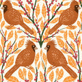 Cardinals & Winterberries, Yellow Mural Wallpaper - pure wallpaper artwork
