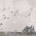 Birds in the Garden Light Gray Mural Wallpaper - pure wallpaper artwork