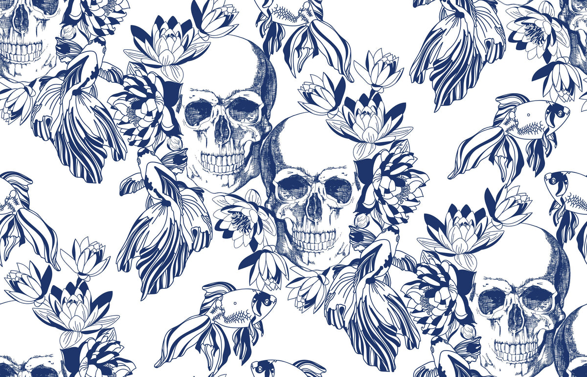 Skulls and Fish Mural Wallpaper - pure wallpaper artwork