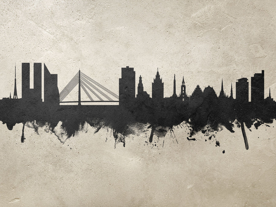Riga Latvia Skyline Concrete Mural Wallpaper