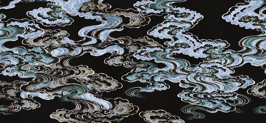 Cloud Wallpaper Mural – Sky Wall Mural – Ukiyo-e Clouds, Midnight printable artwork