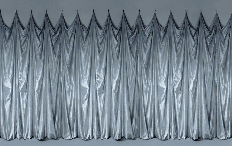 Medici Drapes, Stone Blue Mural Wallpaper