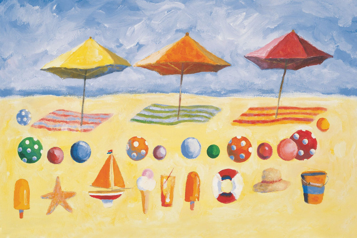 Beach Umbrellas Mural Wallpaper - pure wallpaper artwork