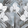 Geometry and Orchids Blue Mural Wallpaper - pure wallpaper artwork