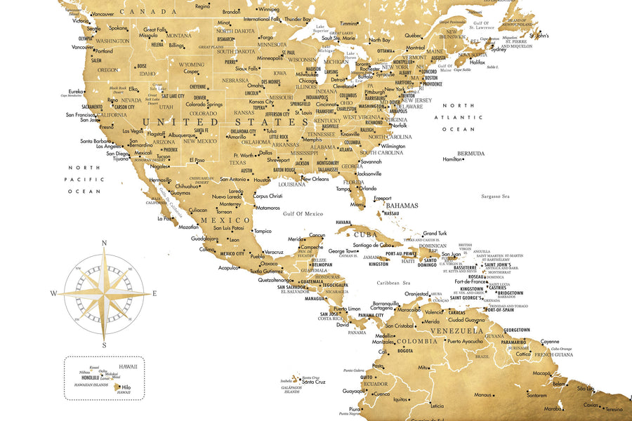 US Mexico Caribbean Map - Rosie Mural Wallpaper