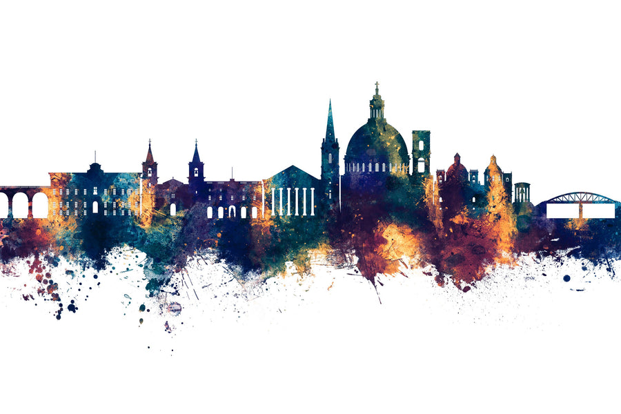 Valletta Malta Skyline Blue & Bronze Mural Wallpaper