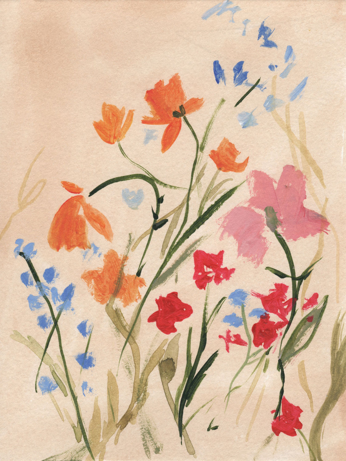 Wildflowers II Mural Wallpaper - Red Tone - pure wallpaper artwork