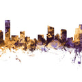 Grand Rapids Michigan Skyline Purple & Gold Mural Wallpaper - pure wallpaper artwork