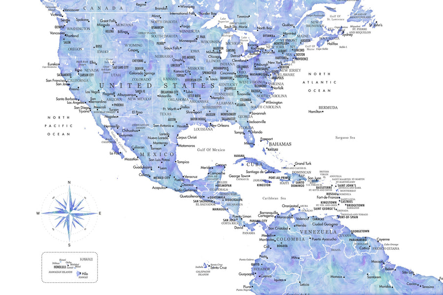 US Mexico Caribbean Map - Isidora Mural Wallpaper