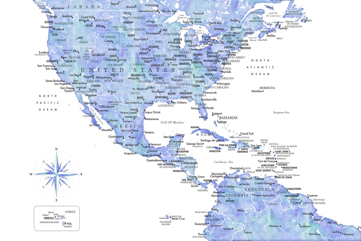 US Mexico Caribbean Map - Isidora Mural Wallpaper - pure wallpaper artwork