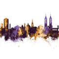 Kassel Germany Skyline Purple & Gold Mural Wallpaper - pure wallpaper artwork