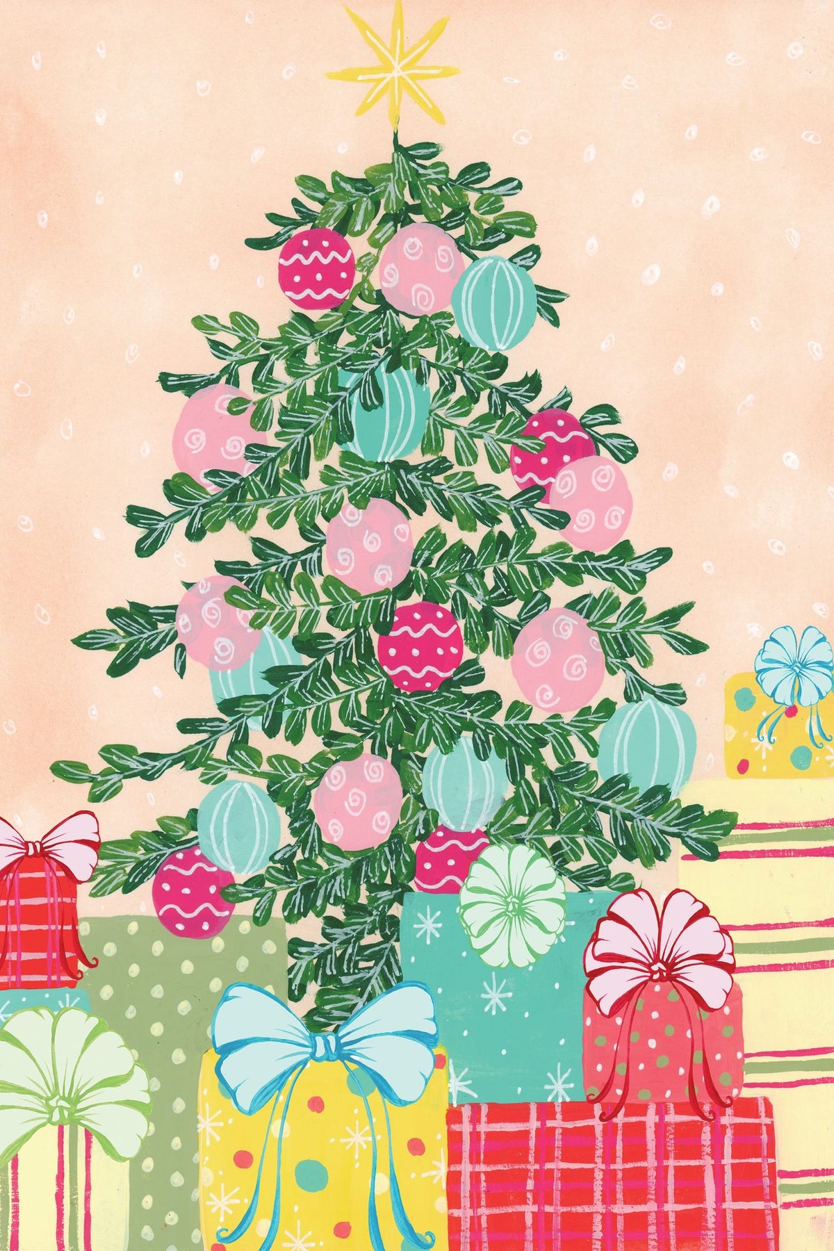 Happy Christmas Tree Mural Wallpaper - pure wallpaper artwork