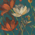 Moonlight Garden I Spice on Teal Mural Wallpaper - pure wallpaper artwork