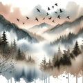 Mystic Mountains Veiled in Morning Mist Mural Wallpaper - pure wallpaper artwork