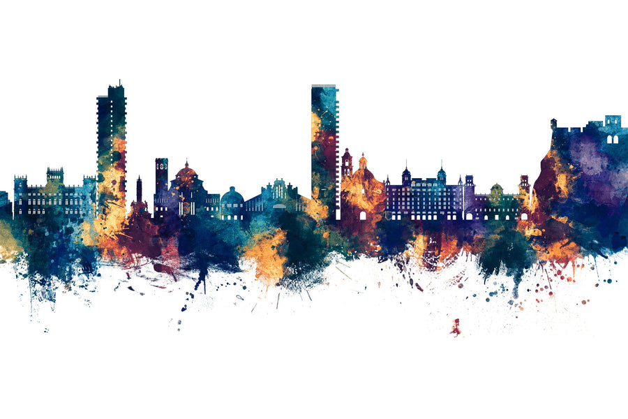 Alicante Spain Skyline Blue & Bronze Mural Wallpaper