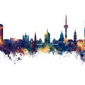 Mannheim Germany Skyline Blue & Bronze Mural Wallpaper - pure wallpaper artwork