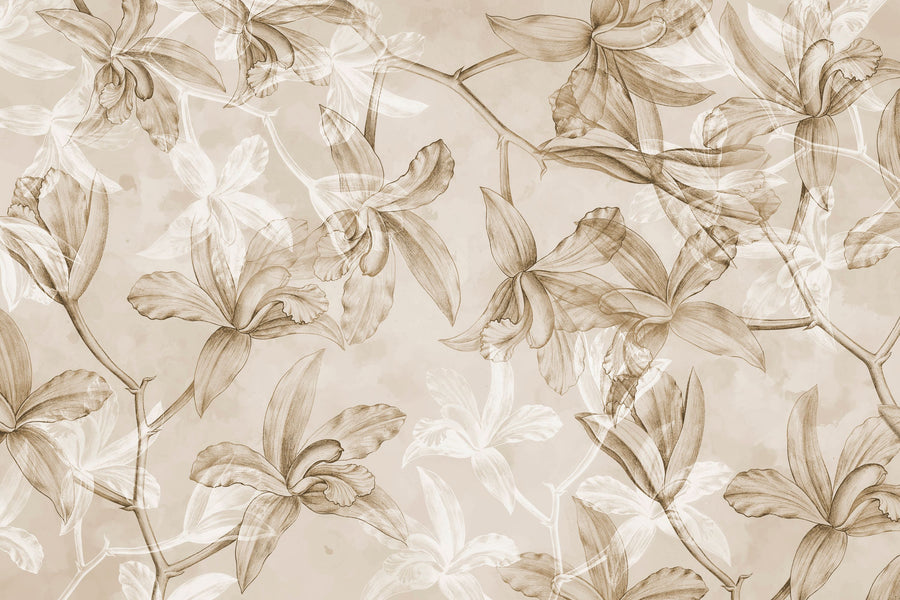Orchids on Water Mural Wallpaper