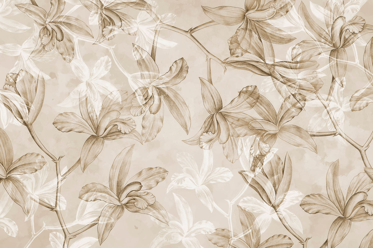 Orchids on Water Mural Wallpaper - pure wallpaper artwork