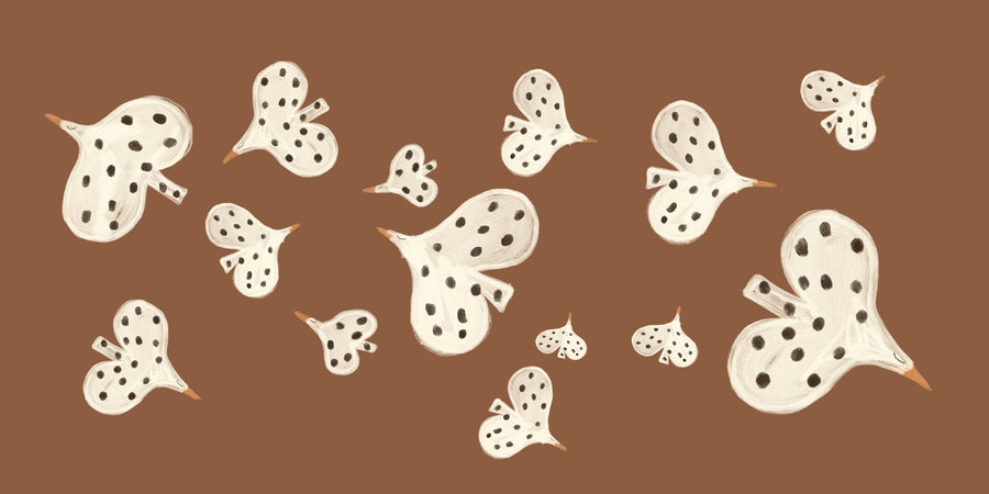 Birds Flying High, Mocha Mural Wallpaper