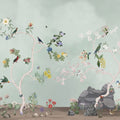 Birds in the Garden Mint Mural Wallpaper - pure wallpaper artwork