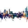 Montevideo Uruguay Skyline Blue & Bronze Mural Wallpaper - pure wallpaper artwork