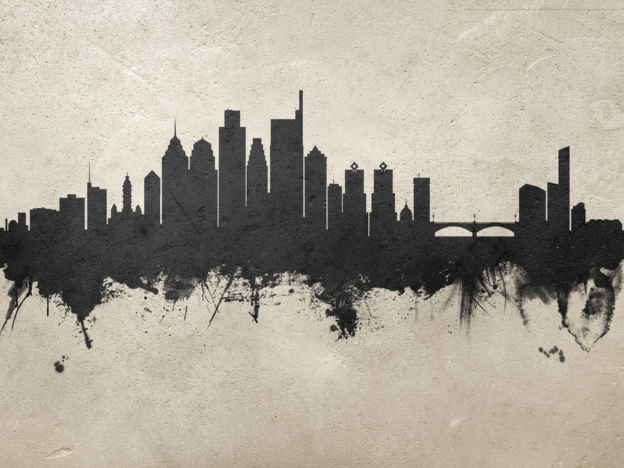 Philadelphia Skyline Concrete Mural Wallpaper