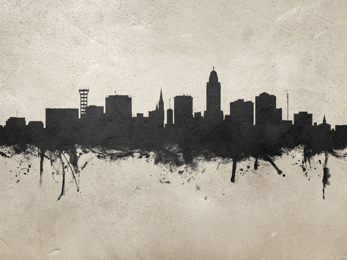 Lincoln Nebraska Skyline Concrete Mural Wallpaper - pure wallpaper artwork