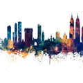 Mumbai Skyline India Bombay Blue & Bronze Mural Wallpaper - pure wallpaper artwork