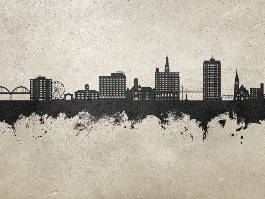 Davenport Iowa Skyline Concrete Mural Wallpaper