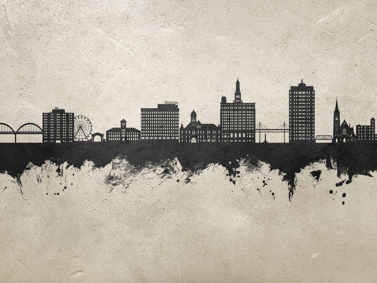Davenport Iowa Skyline Concrete Mural Wallpaper - pure wallpaper artwork