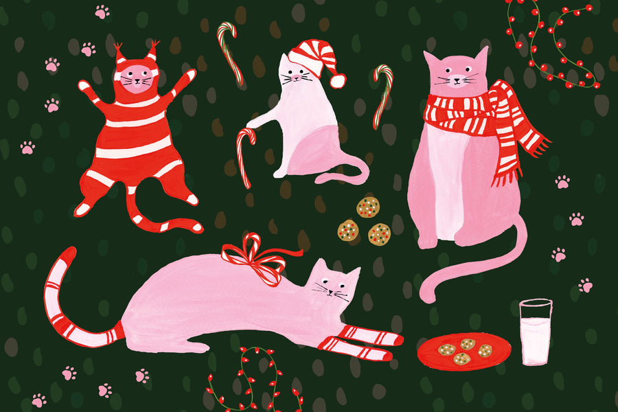 Mischief Kitty Christmas I Mural Wallpaper