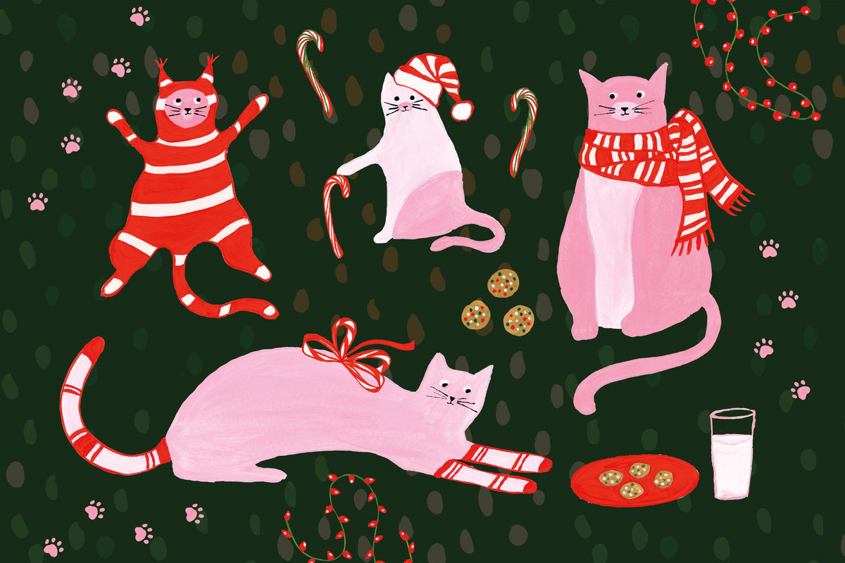 Mischief Kitty Christmas I Mural Wallpaper - pure wallpaper artwork