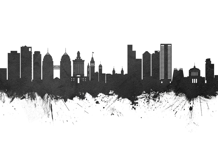 Oakland California Skyline Black & White Mural Wallpaper