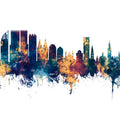 The Hauge Netherlands Skyline Blue & Bronze Mural Wallpaper - pure wallpaper artwork