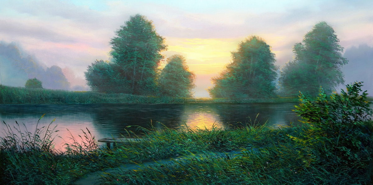 Riverside Twilight Mural Wallpaper - Edition 3 - pure wallpaper artwork