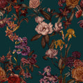 Floral Gaze, Dark Teal Mural Wallpaper - pure wallpaper artwork