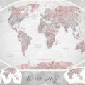 World Map Atlas Red Mural Wallpaper - pure wallpaper artwork
