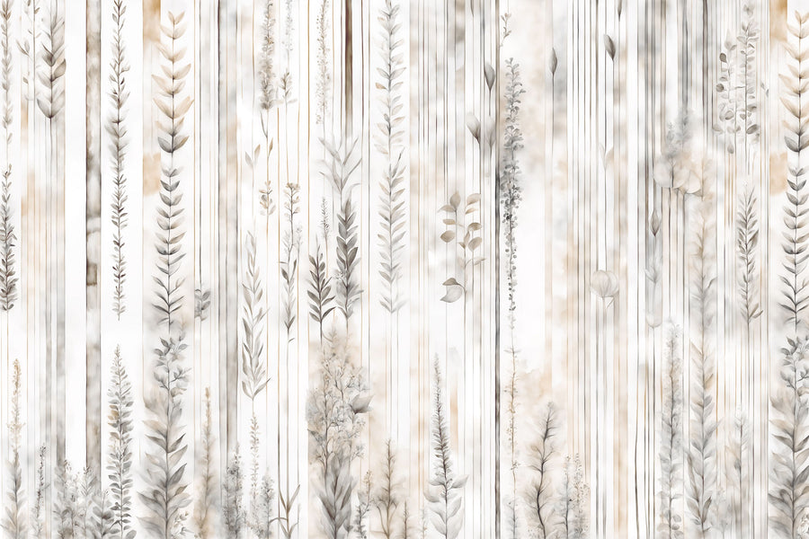 Botanical Wall Beige Mural Wallpaper