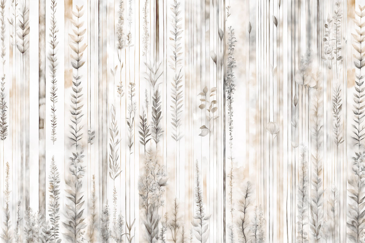 Botanical Wall Beige Mural Wallpaper - pure wallpaper artwork