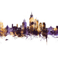 Mobile Alabama Skyline Purple & Gold Mural Wallpaper - pure wallpaper artwork