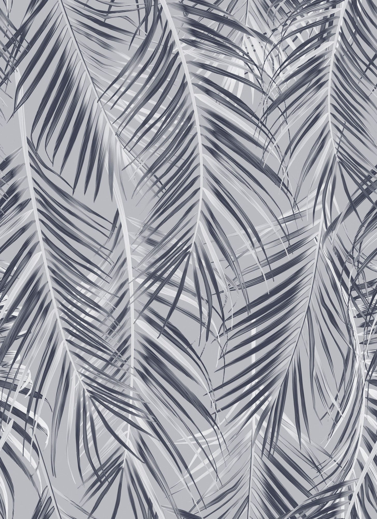Swaying Palm Leaves, Grey Mural Wallpaper - pure wallpaper artwork