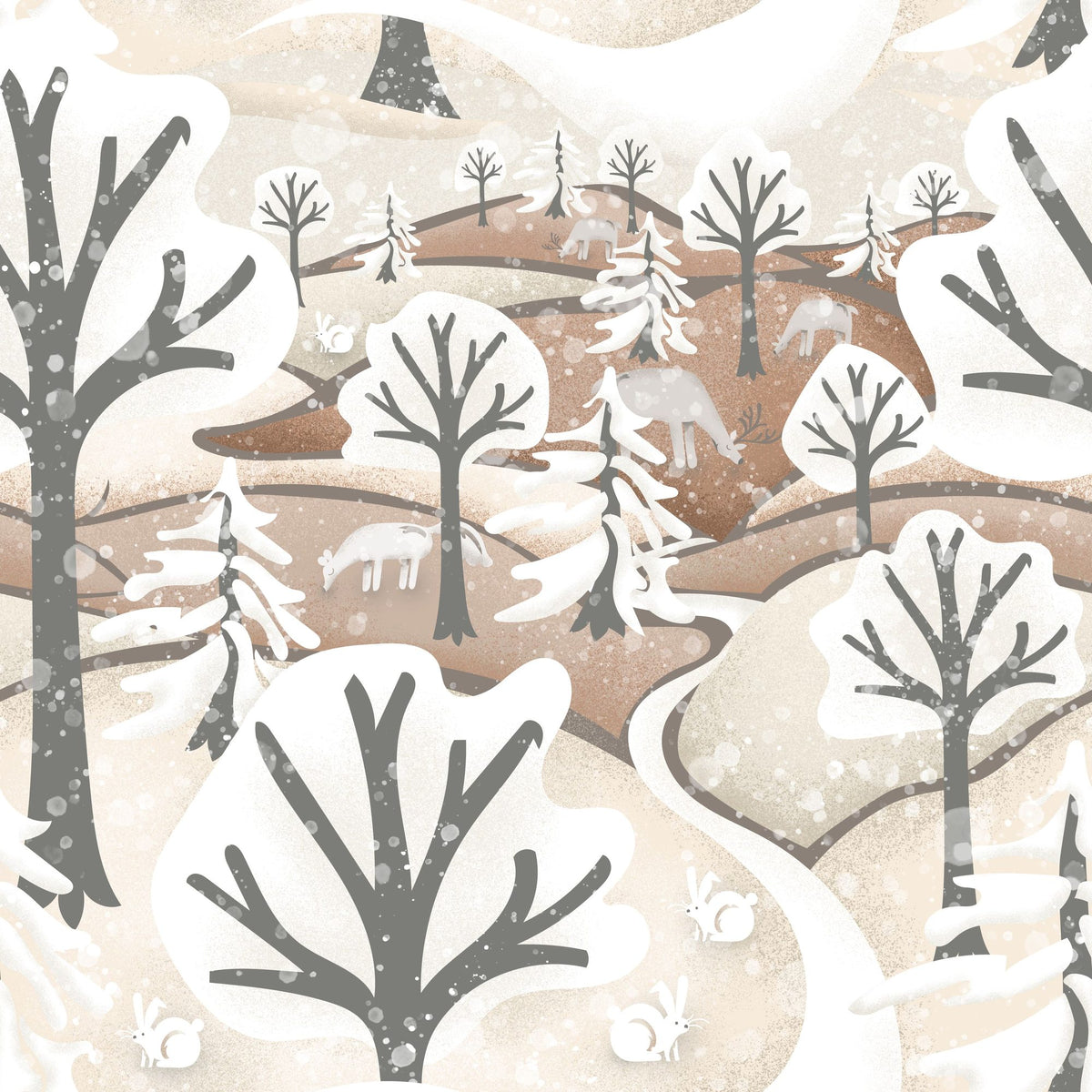 Frozen Forest, Beige Mural Wallpaper - pure wallpaper artwork