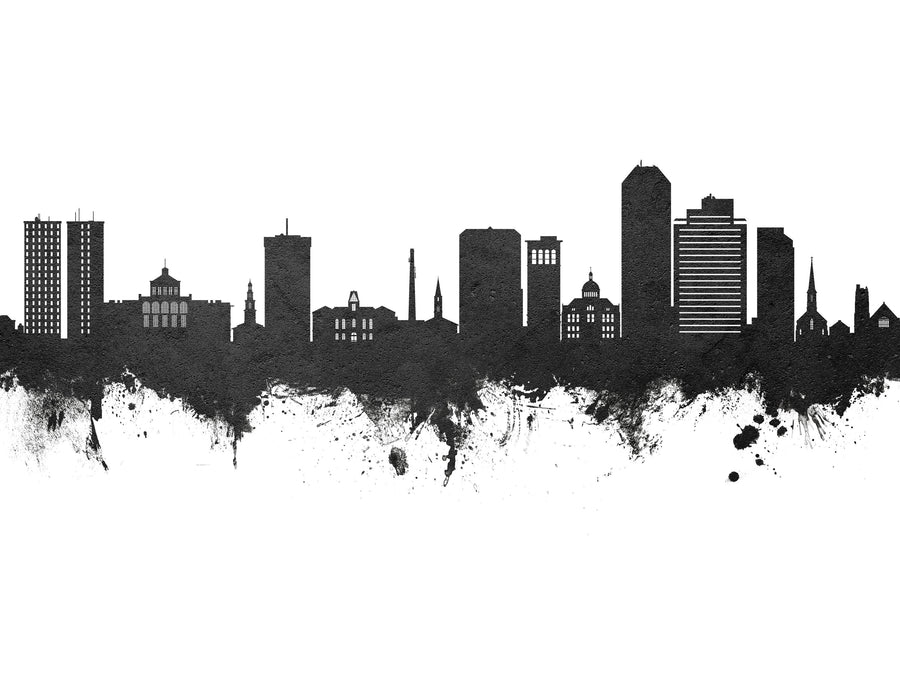 Lexington Kentucky Skyline Black & White Mural Wallpaper