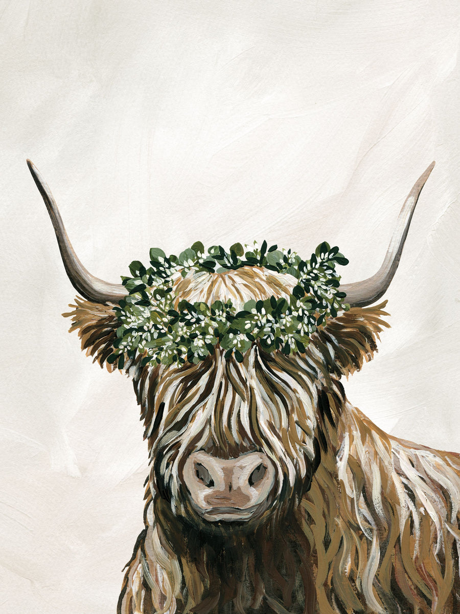 Harvest Cow Sage Texture Light Mural Wallpaper