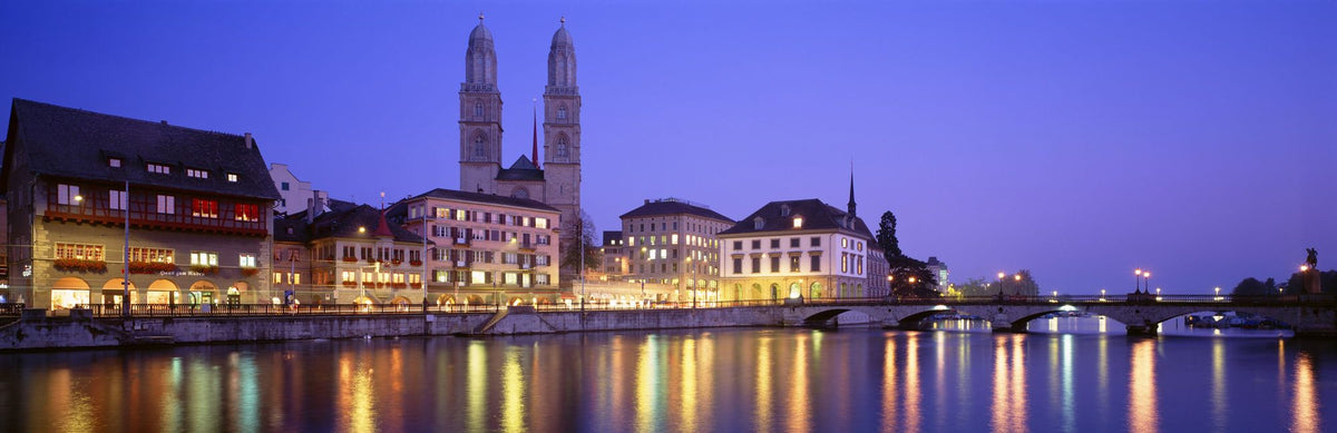 Twilight Towers Reflection Mural Wallpaper - pure wallpaper artwork