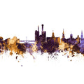 Iowa City Skyline Purple & Gold Mural Wallpaper - pure wallpaper artwork