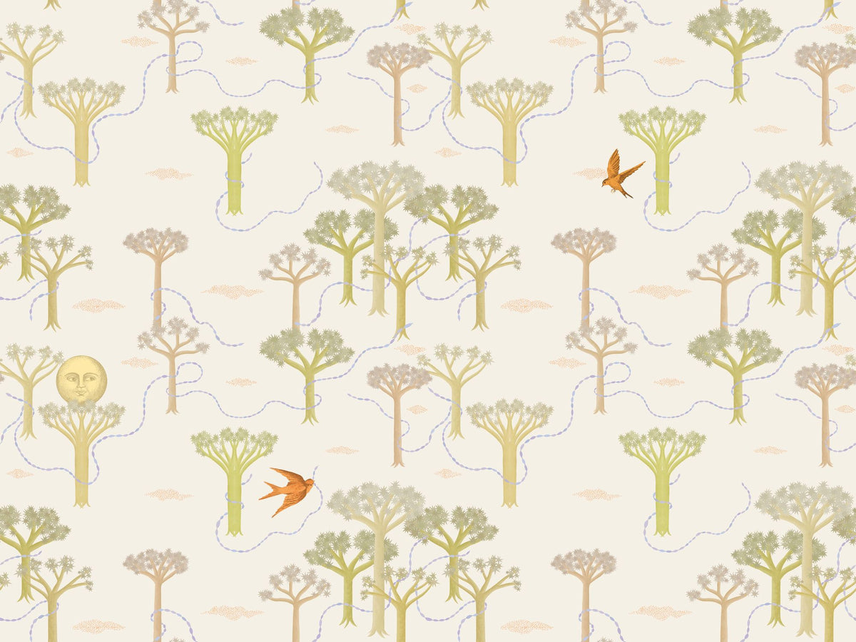 Moonlight Forest, Yellow Mural Wallpaper - pure wallpaper artwork
