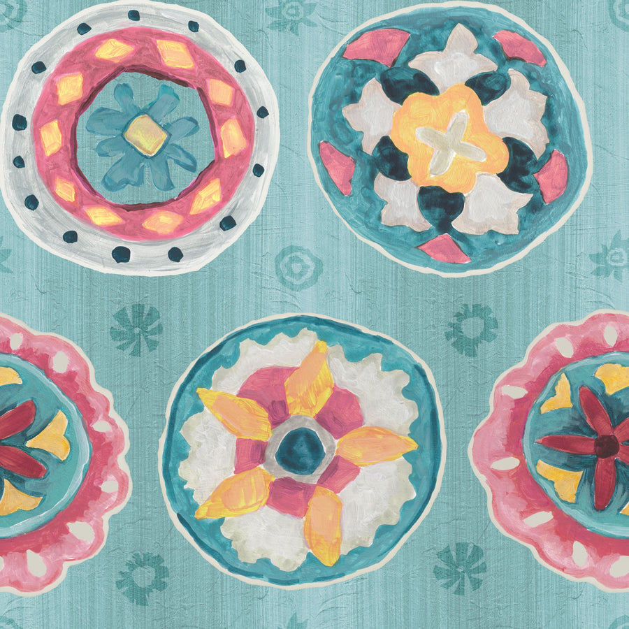 Boho Circles Blue Mural Wallpaper