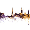 Stockholm Skyline Purple & Gold Mural Wallpaper - pure wallpaper artwork